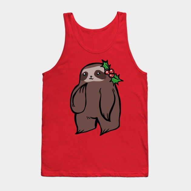 Christmas Holly Sloth Tank Top by saradaboru